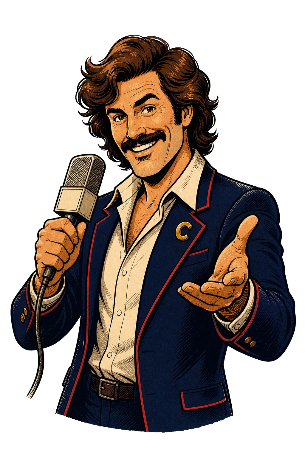 Chuck, the Prove It host, holding a microphone